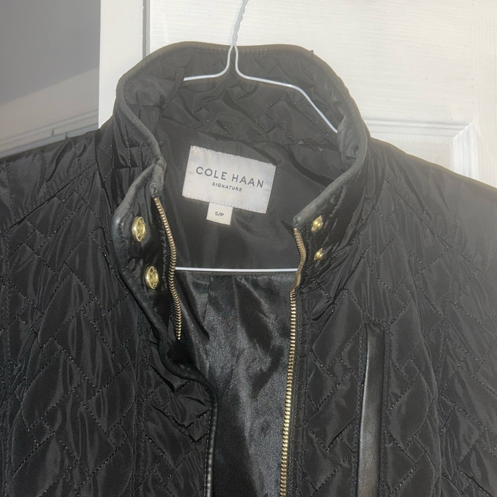 Cole Haan quilted midi coat.